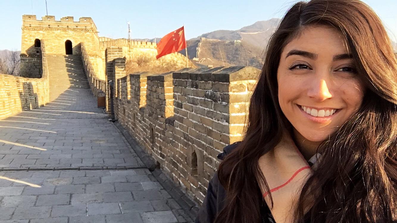 Kaitlyn visiting the great wall of china