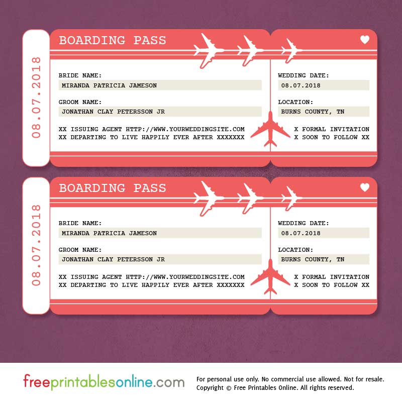 5 Free Boarding Pass Templates For Gifts Travel After Five