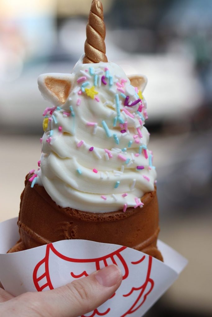 Taiyaki NYC, unicorn ice cream in Brooklyn at night