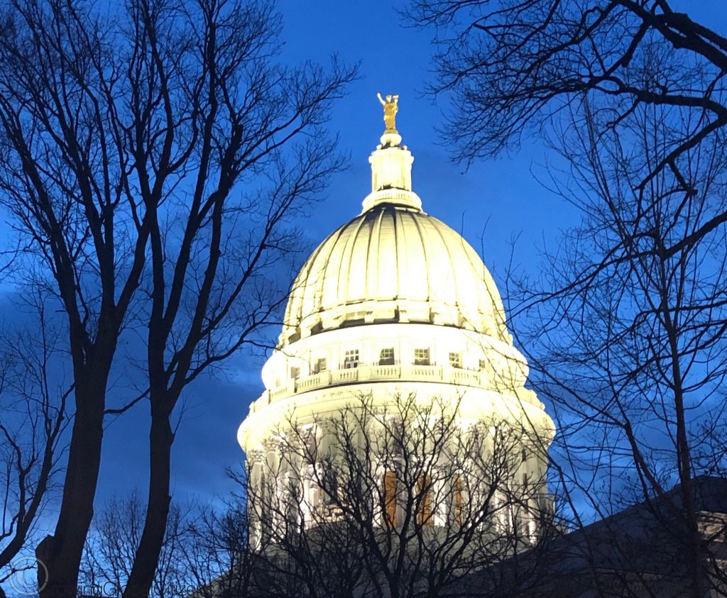 Madison, WI state capitol at night