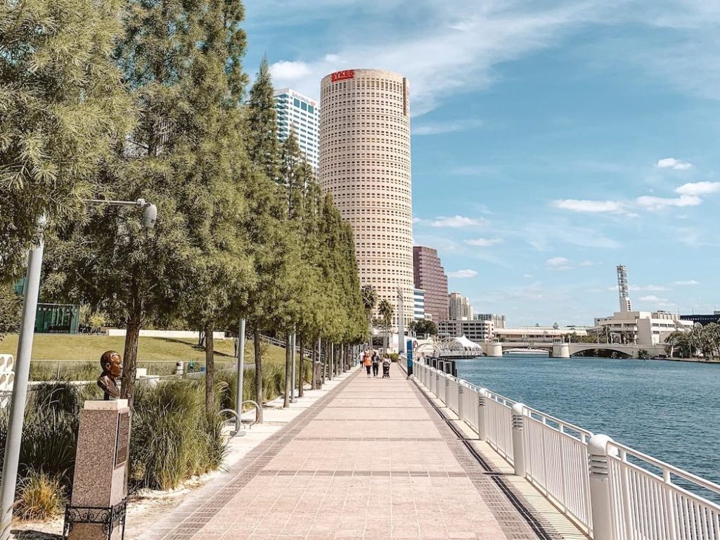 The Tampa Riverwalk along the Hillsborough River