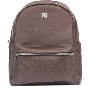 a brown backpack with a logo on it