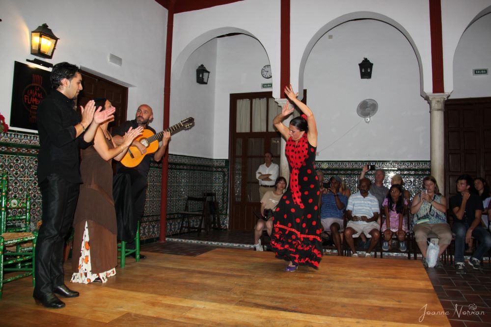 a group of people performing flamenco dance