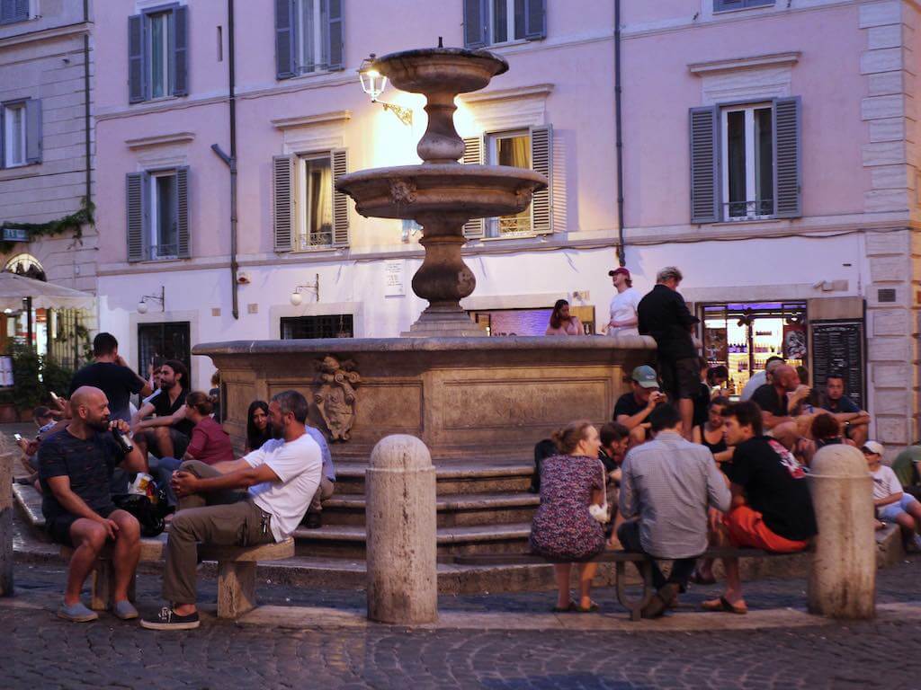 Monti Neighborhood in Rome at Night