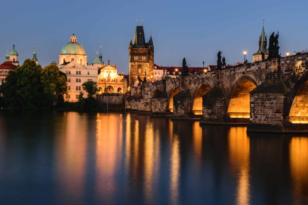 Prague Charles Bridge at Night