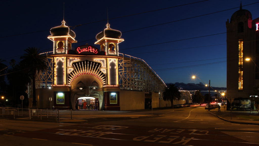 Luna Park in St Kilda, Melbourne at Night