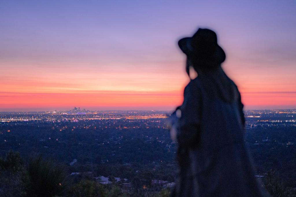 a person looking at a city