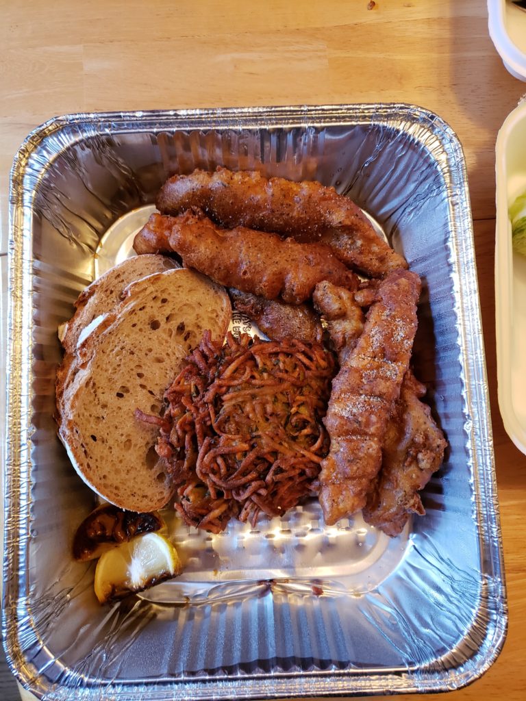 a tray of food on a table