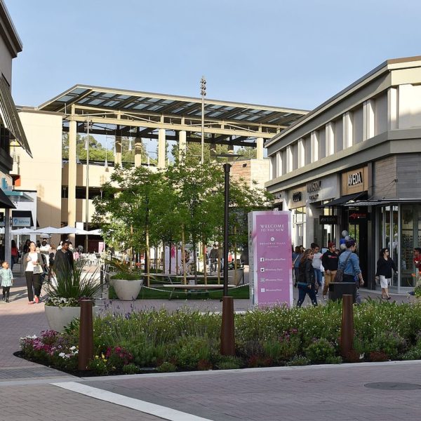 a group of people walking in a shopping mall