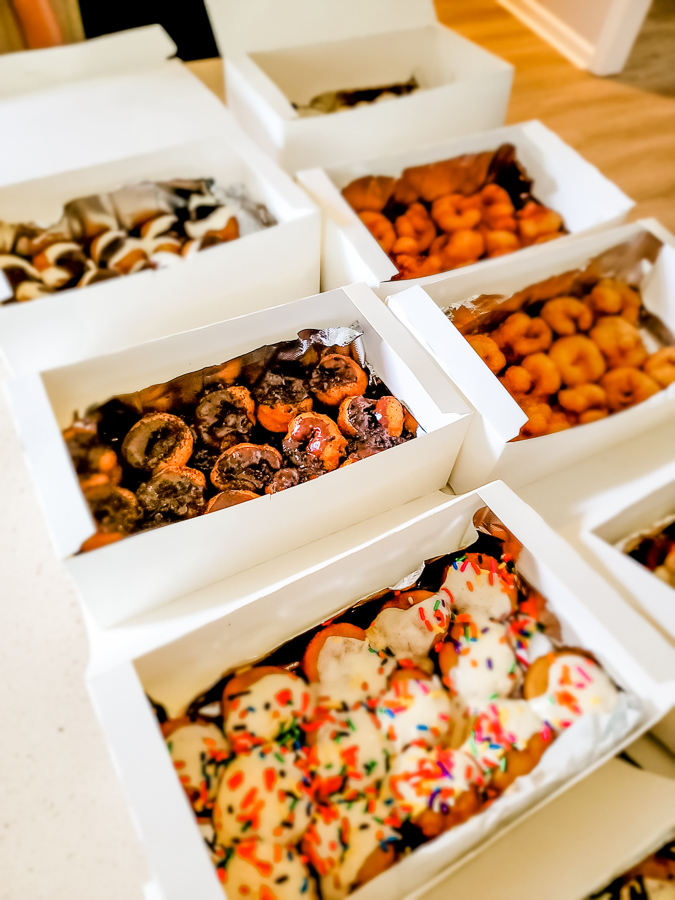 a group of boxes of donuts