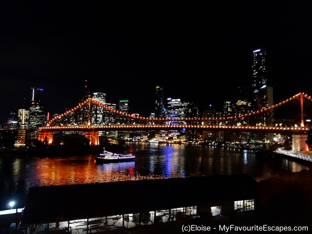 a bridge with lights at night