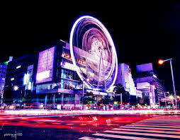 a ferris wheel in front of a building